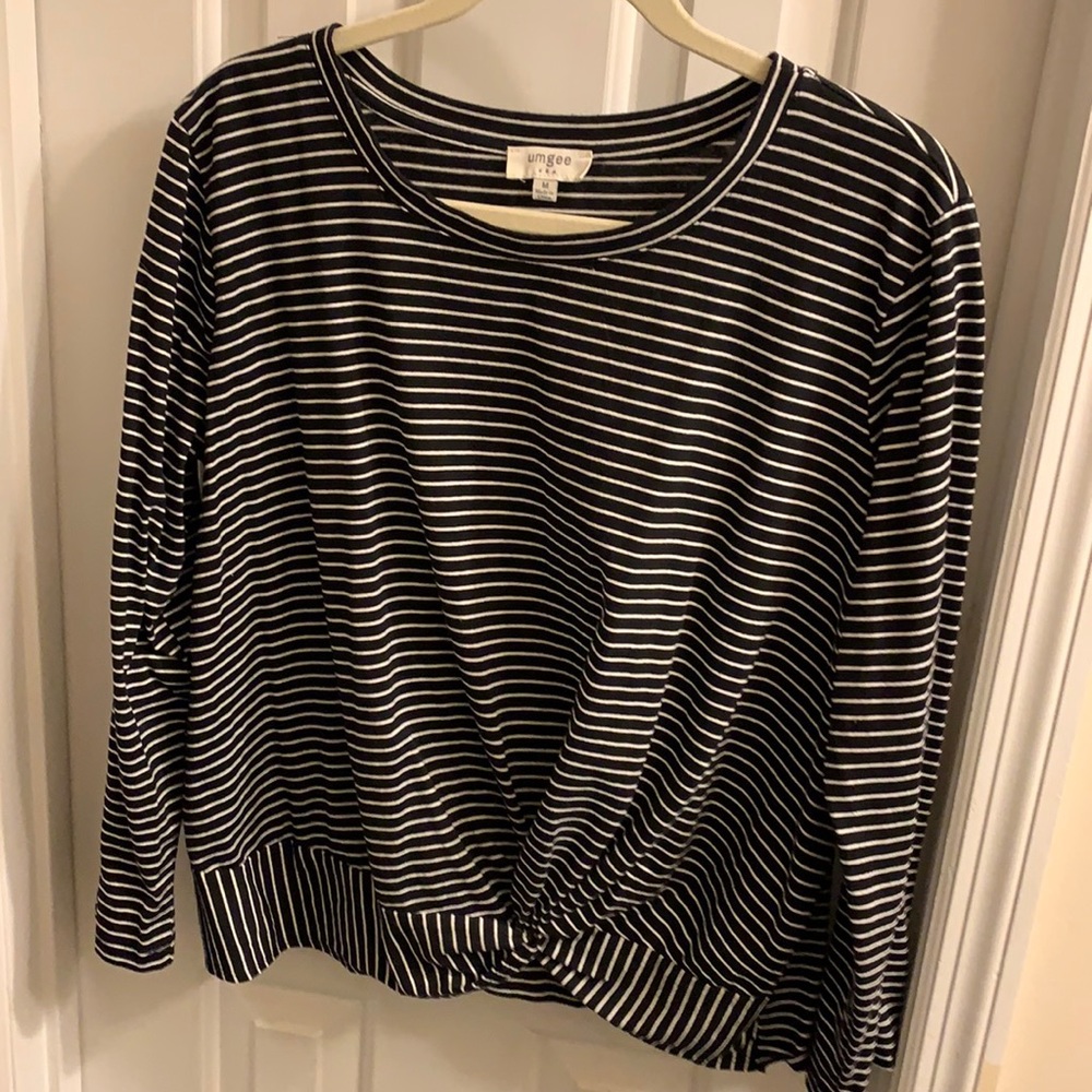 Umgee Black White Striped Top M